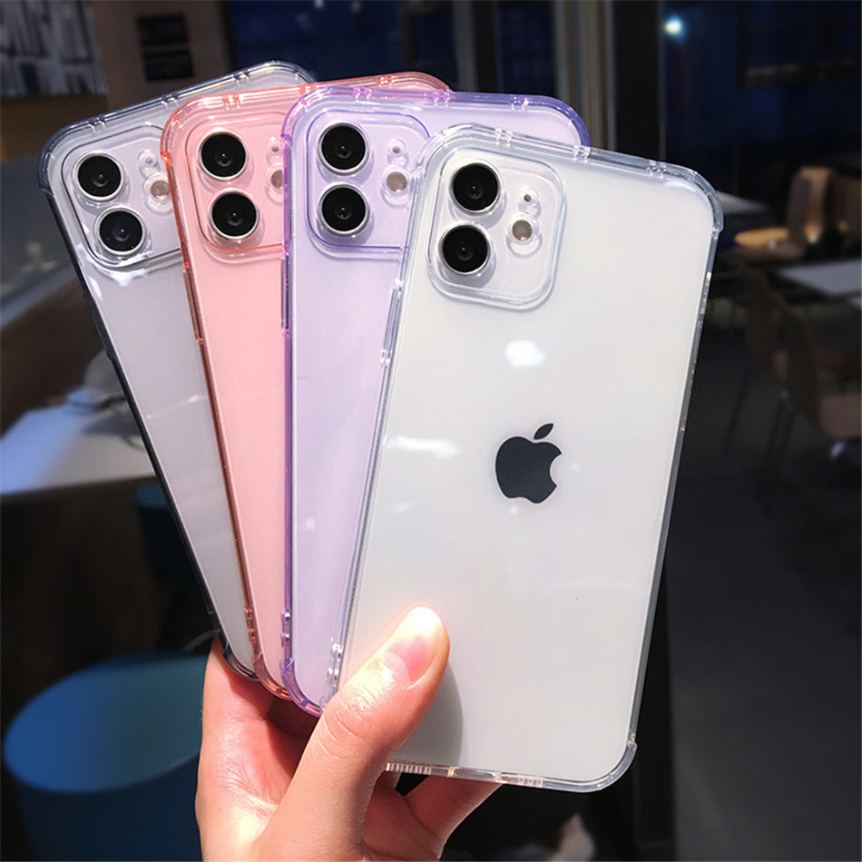 Candy Color Transparent Silicone Case For iPhone 12 11 13 Pro Max 7 8 Plus X XR XS Max 7 SE 2020