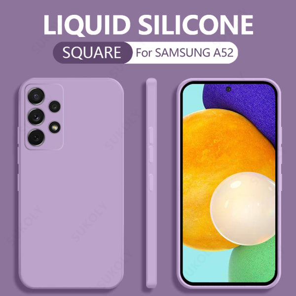 Square Liquid Silicone Case For Samsung Galaxy A52 A72 A71 A51 S20 FE S21 Ultra S10 Plus A50 A31 A70 A32 A41 A21S S22 Soft Cover