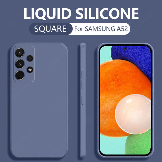 Square Liquid Silicone Case For Samsung Galaxy A52 A72 A71 A51 S20 FE S21 Ultra S10 Plus A50 A31 A70 A32 A41 A21S S22 Soft Cover