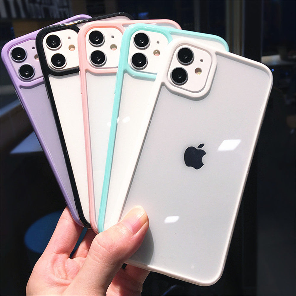 moskado Candy Color Border Shockproof Phone Case For iPhone 12 13 Mini 11 Pro Max XR X XS Max 7 8 Plus SE 2020 Clear Back Cover