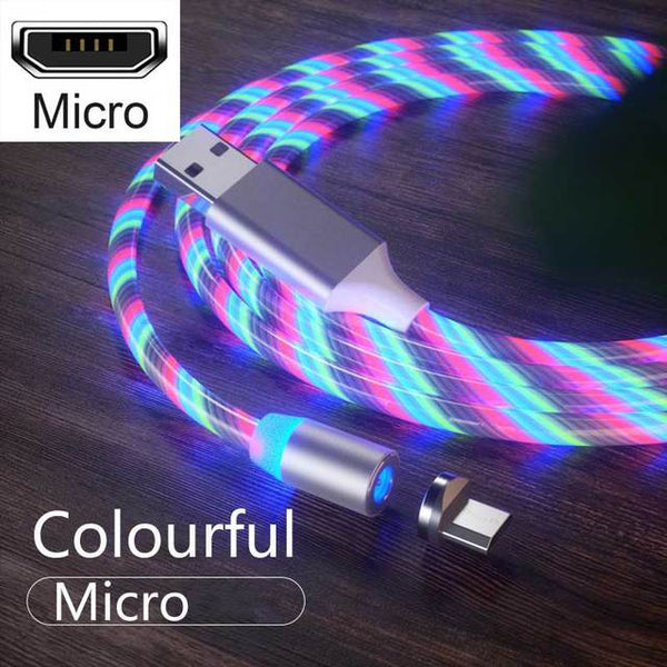 3 In1 Magnetic Current Luminous Lighting Charging Mobile Phone Cable